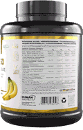 Pure ISO whey protein isolate jar with nutrition facts panel label, banana flavor