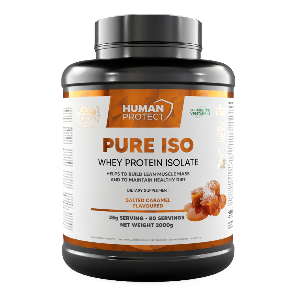 Human Protect Pure ISO Whey-Isolat-Dose, Salted Caramel, 2000 g Aufdruck
