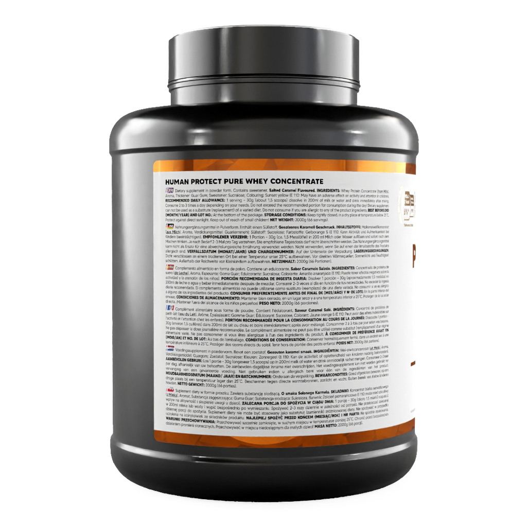 Protein powder tub back label with ingredient information