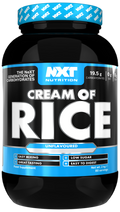 NXT Nutrition Cream of Rice 2kg unflavoured supplement tub label