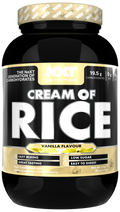 NXT Nutrition Cream of Rice Vanilla 2kg tub, label view